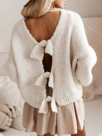 Thea Casual Knit Sweater in White