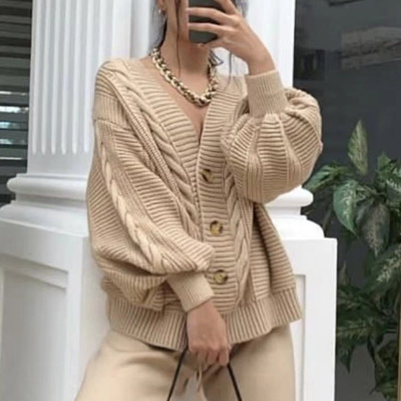 Thea Knit Cardigan in Peach Red