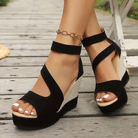 Thessalia Women's Platform Wedge Sandals in Black