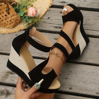 Thessalia Women's Platform Wedge Sandals in Black