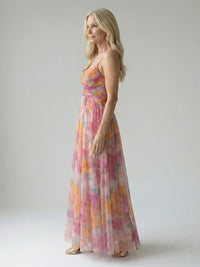 Thessaly Women's Floral Maxi Dress Wrap Bodice in MultiColour