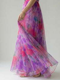 Thessaly Women's Floral Maxi Dress Wrap Bodice in Pink