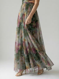 Thessaly Women's Floral Maxi Dress Wrap Bodice in Pink