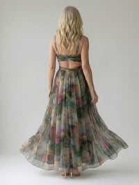 Thessaly Women's Floral Maxi Dress Wrap Bodice in Pink