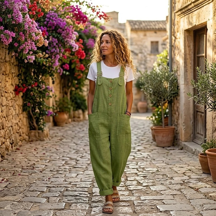 Thessaly Women's Relaxed Fit Bib Overall Jumpsuit