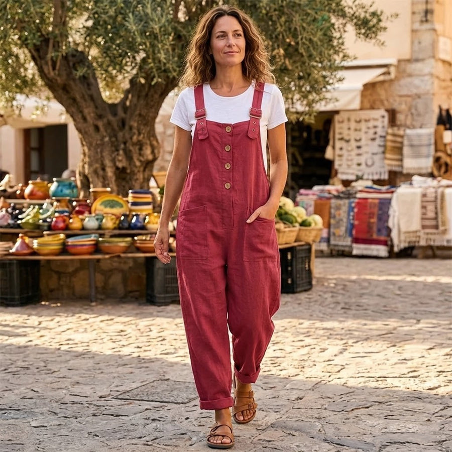 Thessaly Women's Relaxed Fit Bib Overall Jumpsuit