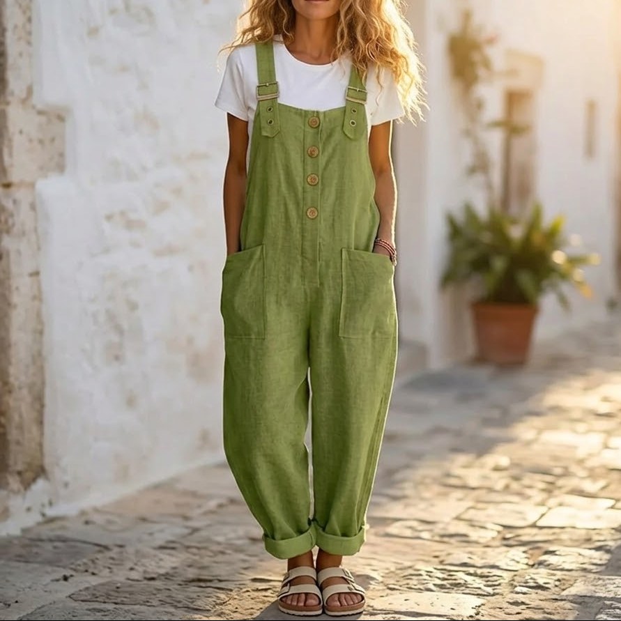 Thessaly Women's Relaxed Fit Bib Overall Jumpsuit