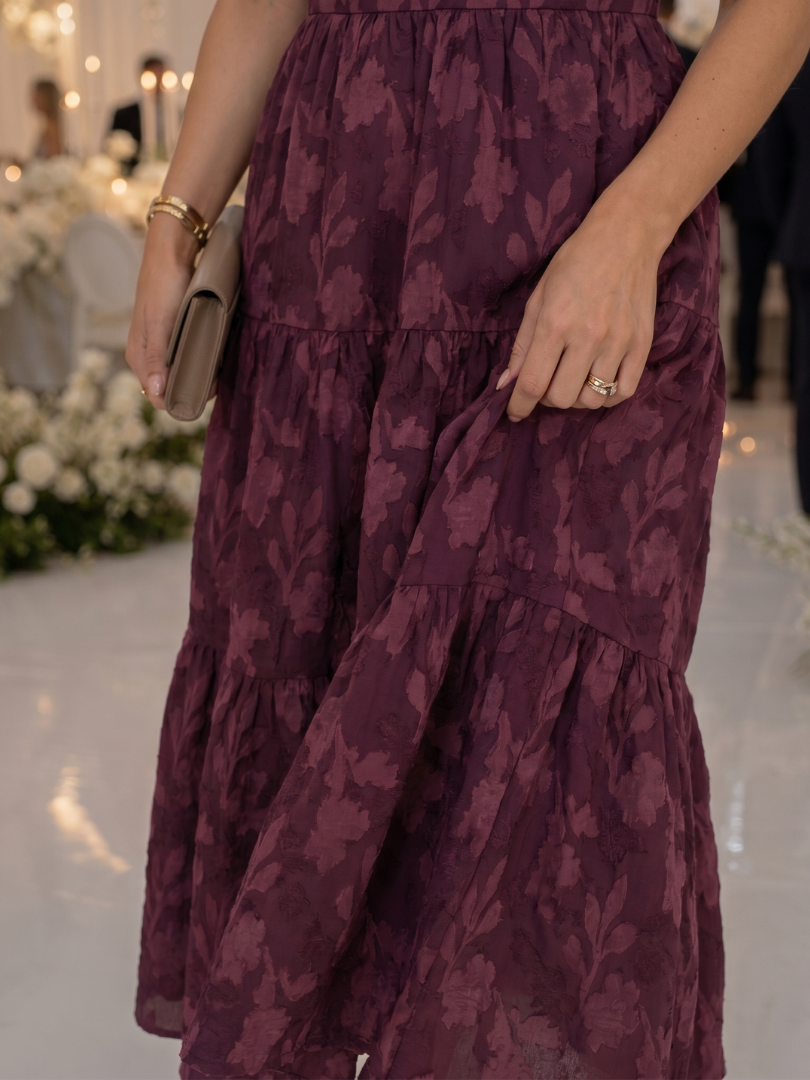Thessaly | Women's Floral Midi Dress Square Neck