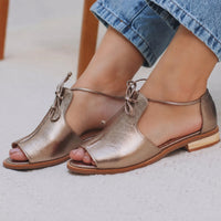 Thessara Women's Flat Sandals Open Toe Slingback in Champagne
