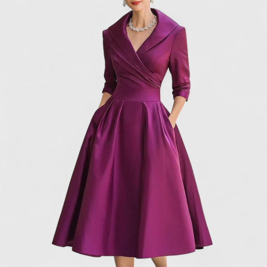 Thesswyn Women's Wedding Guest Midi Dress in Beige