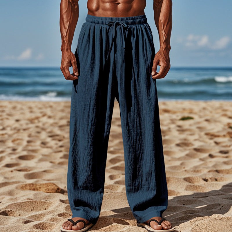 Thijs Lightweight Linen Trousers with Elastic Waist and Wide Leg