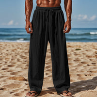 Thijs Lightweight Linen Trousers with Elastic Waist and Wide Leg