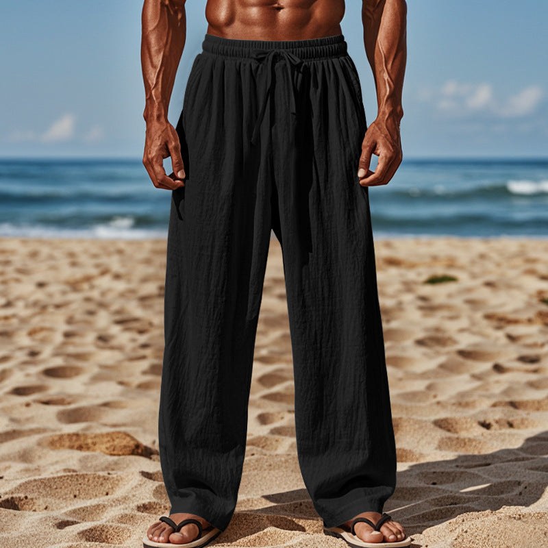 Thijs Lightweight Linen Trousers with Elastic Waist and Wide Leg