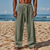 Thijs Lightweight Linen Trousers with Elastic Waist and Wide Leg