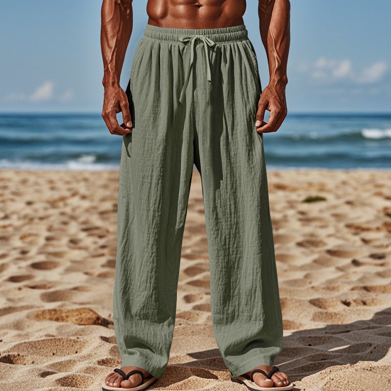 Thijs Lightweight Linen Trousers with Elastic Waist and Wide Leg