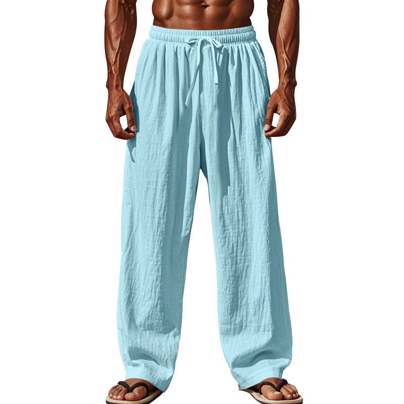 Thijs Lightweight Linen Trousers with Elastic Waist and Wide Leg