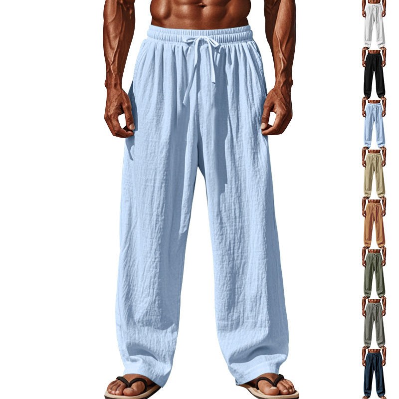 Thijs Lightweight Linen Trousers with Elastic Waist and Wide Leg
