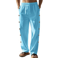 Thomas Linen Trousers with Elastic Waist and Button Front