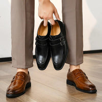 Thompson Double Monk Strap Loafer in Charcoal