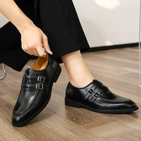 Thompson Double Monk Strap Loafer in Charcoal