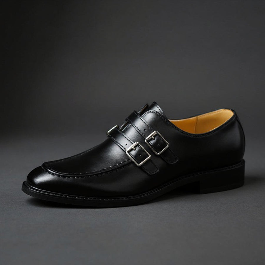 Thompson Double Monk Strap Loafer in Charcoal