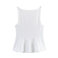 Thora Elegant Top with Sleeveless in White
