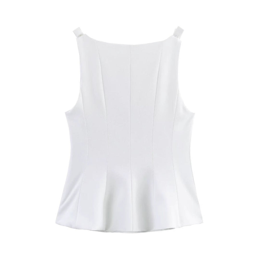 Thora Elegant Top with Sleeveless in White