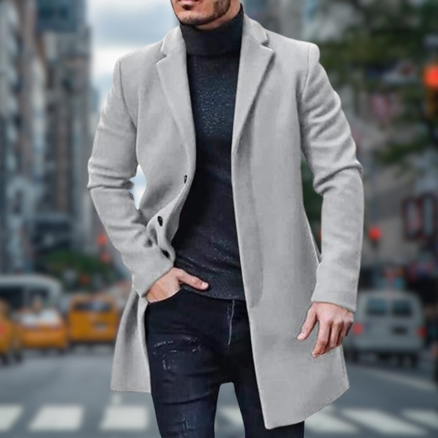 Thorben Comfortable Trench Coat in Grey