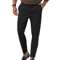 Thorben Lightweight Linen Trousers in Black