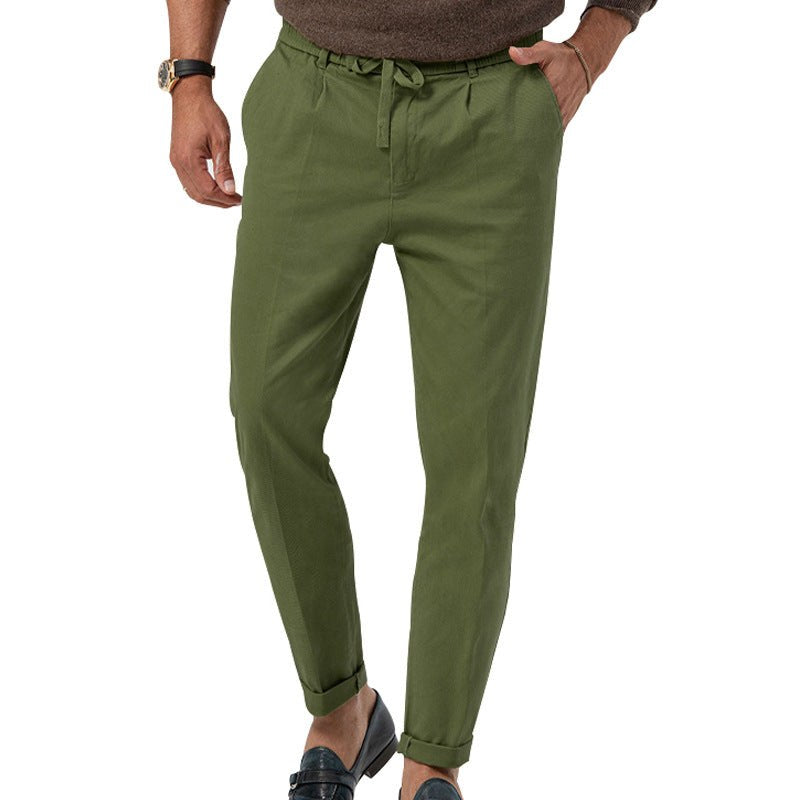 Thorben Lightweight Linen Trousers in Olive