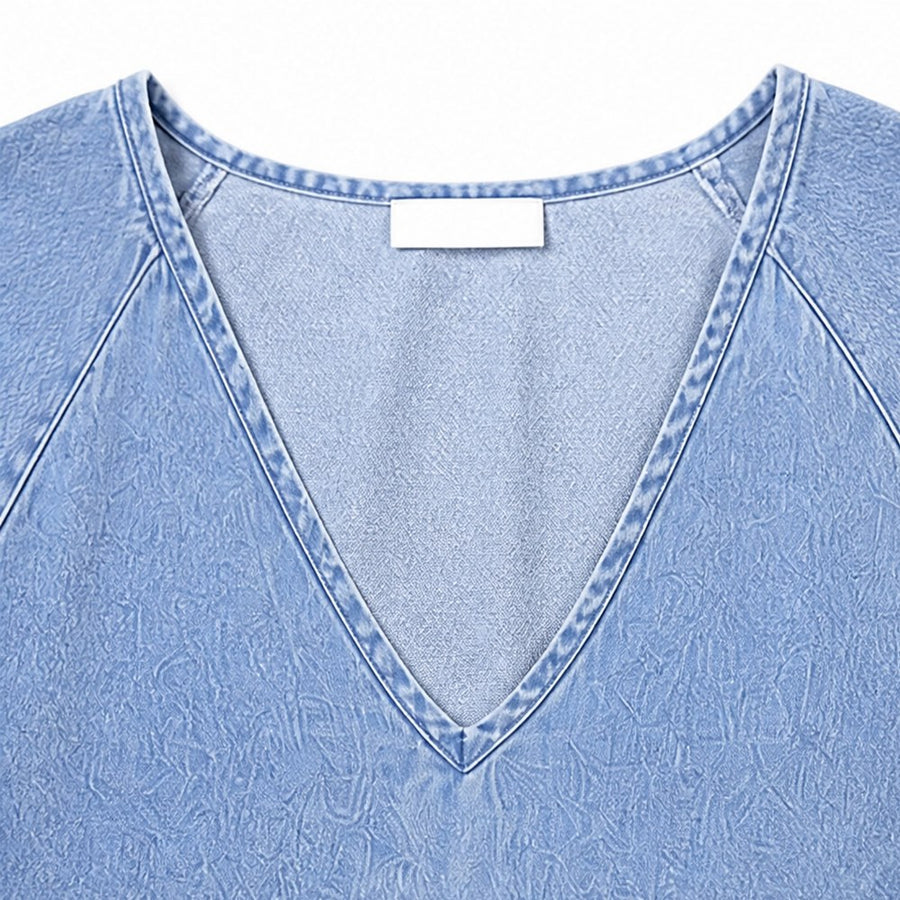 Threnody Women's Denim Babydoll Midi Dress