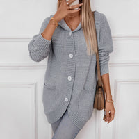 Tia Casual Knit Coat with Hood
