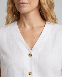 Tia Casual Linen Top with Button Front