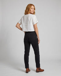 Tia Casual Linen Top with Button Front