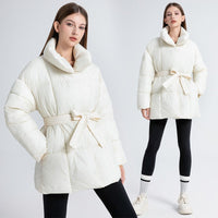 Tia Elegant Jacket with Belted in Beige