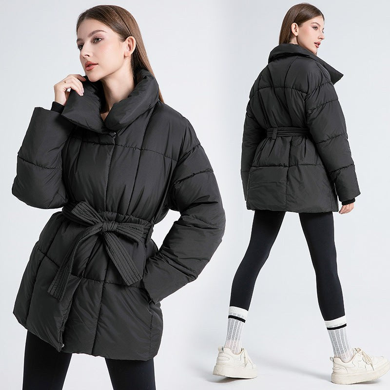 Tia Elegant Jacket with Belted in Black