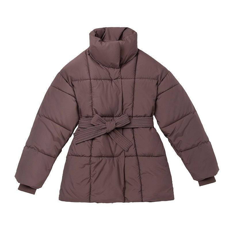 Tia Elegant Jacket with Belted in Brown