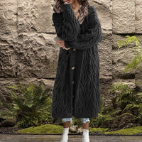 Tia Elegant Knit Coat in Black