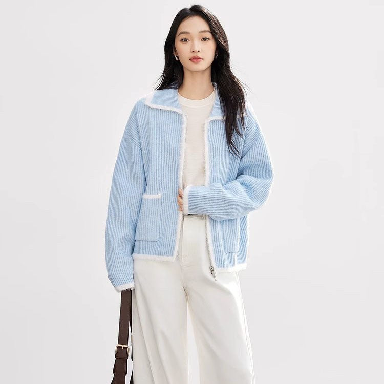 Tia Knit Cardigan with Pockets in Sky Blue