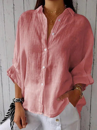 Tia Lightweight Linen Blouse in Pink