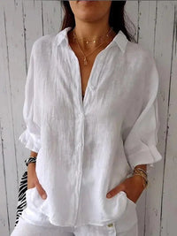 Tia Lightweight Linen Blouse in White