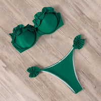 Tia Set with Ruffles in Green