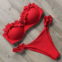 Tia Set with Ruffles in Red