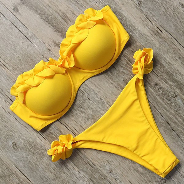 Tia Set with Ruffles in Yellow
