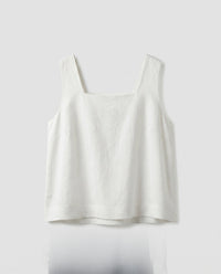 Tilda Casual Linen Top with Sleeveless in Beige