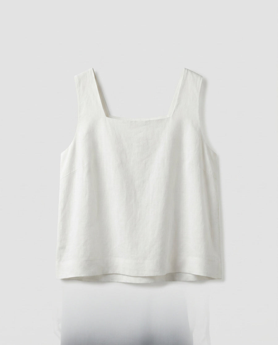 Tilda Casual Linen Top with Sleeveless in Beige
