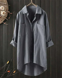 Tilda Linen Blouse in Grey
