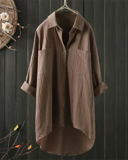 Tilda Linen Blouse in Khaki
