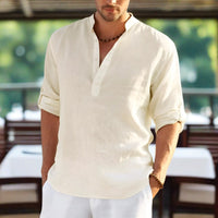 Timo Shirt with V-Neck in Beige