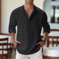 Timo Shirt with V-Neck in Black